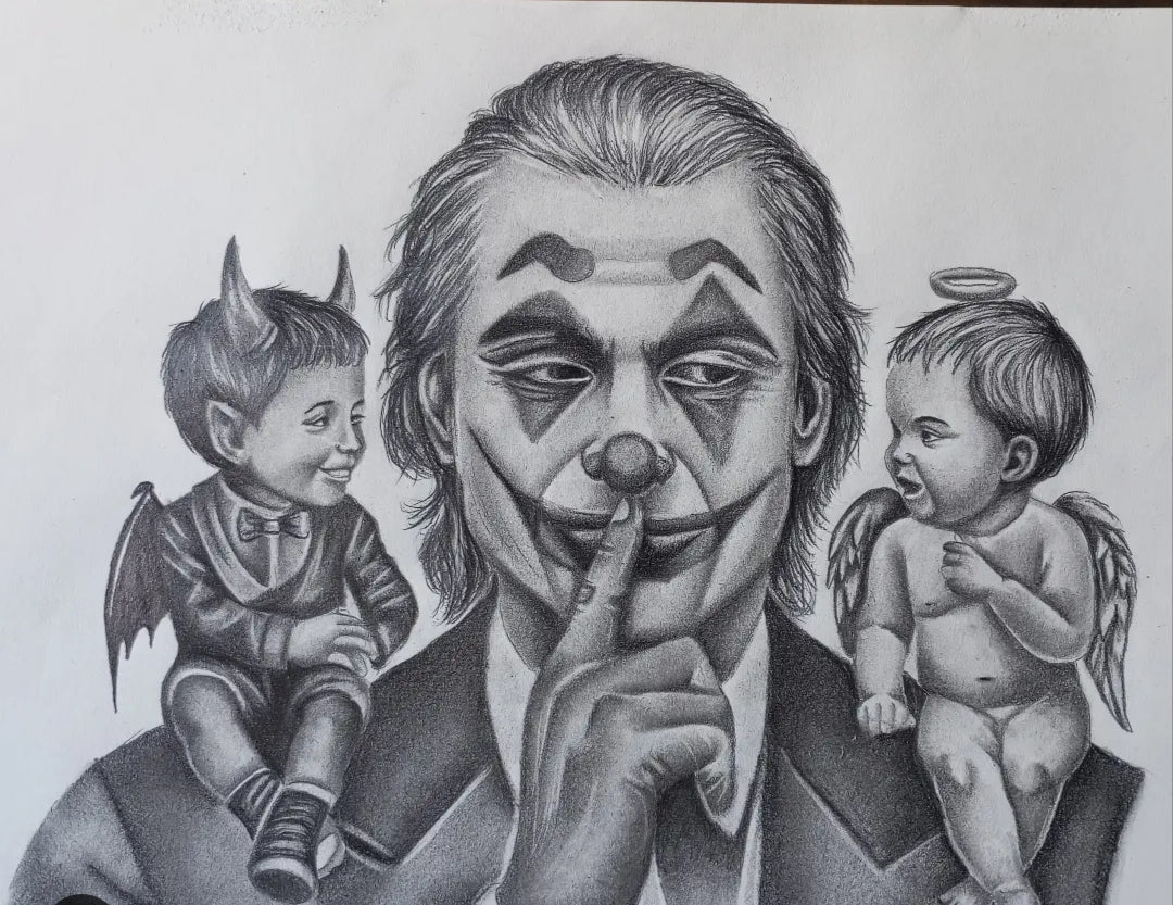 Retrato a lápiz Joker angel o demonio